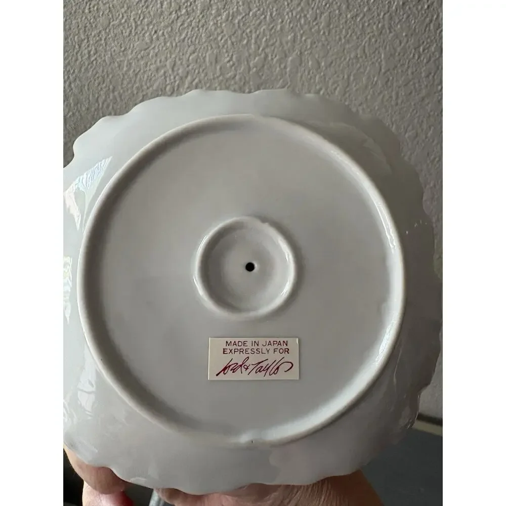 Vintage Lord & Taylor Japan Floral Chamberstick Finger Loop Candle Holder